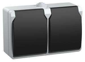 Розетка 2-местная с заземлением IEK Fors ERS22-K03-16-54-DC серый