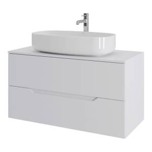 Тумба с раковиной Orange Line Li-100TuwMDF+B07-675W белая матовая, 100 см