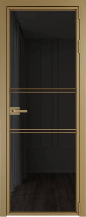 Межкомнатная дверь Profil Doors 2 AX цвет профиля Золото, стекло безопасное 6 мм черное тонированное 700x2000
