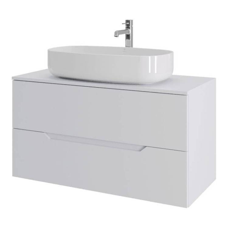 Тумба с раковиной Orange Line Li-100TuwMDF+B07-675W белая матовая, 100 см