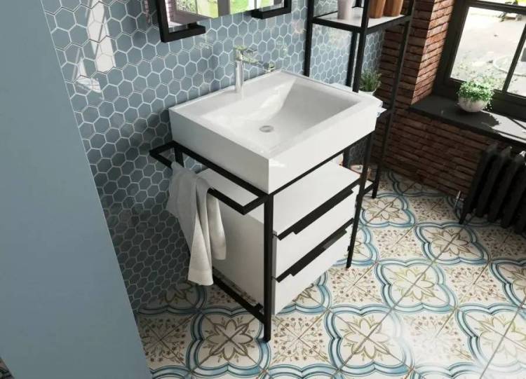 Тумба под раковину Эстет Comfort Loft ФР-00003613 напольный, 2 ящика с ручками, 75.8x70