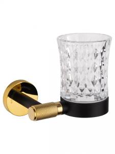 Стакан Wonzon & Woghand WW-9221 с держателем, черный, золотой