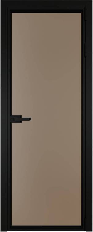 Межкомнатная дверь Profil Doors 1 AV цвет профиля Черный, стекло безопасное 6 мм монохром капучино 600x2000