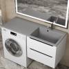 Раковина Uperwood Cosmos Quartz RCosmos Quartz120RS над стиральной машиной, правая, серый шелк, 120x48 фото 3