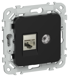 ТВ-розетка+Ethernet RJ45 IEK Flite FI-AK21-2-K02 черный