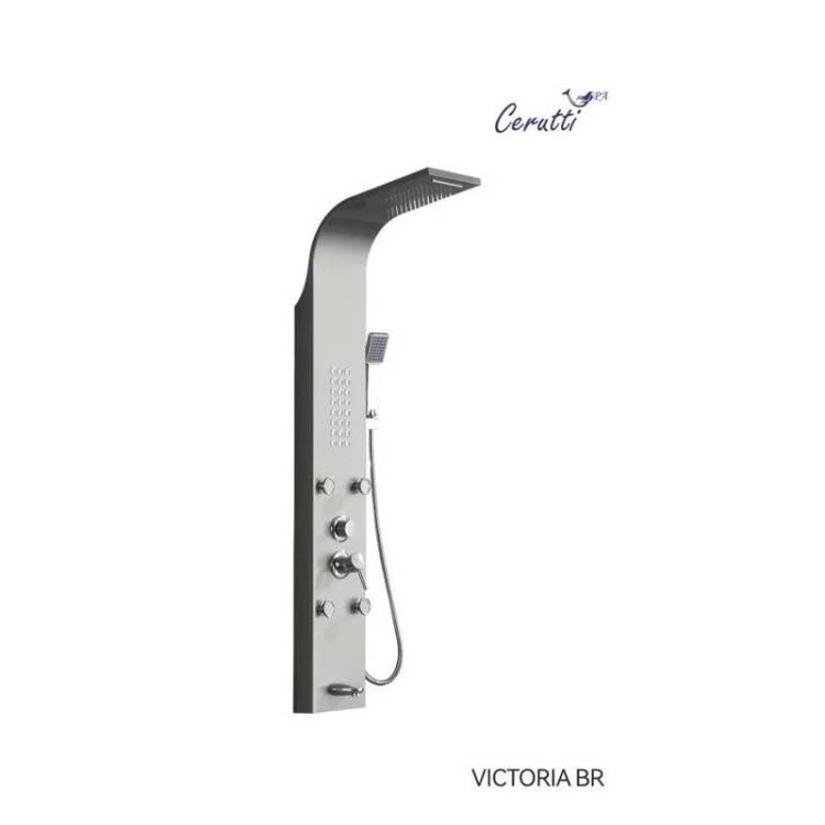 Душевая панель Cerutti Spa Victoria BR CT9980 с системой водопад и с изливом, матовая нержавеющая сталь