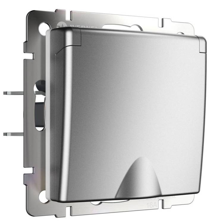 Розетка влагозащищенная с заземлением, с защитной крышкой и шторками Werkel W1171265