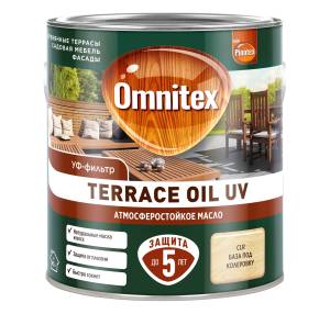 Масло для защиты древесины атмосферостойкое Omnitex Terrace Oil UV бесцветное 2.5 л