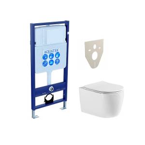 Унитаз с инсталляцией Aquatek Европа New cm с крышкой-сиденьем микролифт