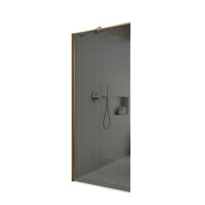 Душевая перегородка MaybahGlass MGD-698-3ш 79x195, стекло графит 8 мм, профиль золото