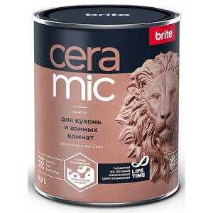 Краска для кухонь и ванных комнат Brite Ceramic шелковисто-матовая база A 0.9 л