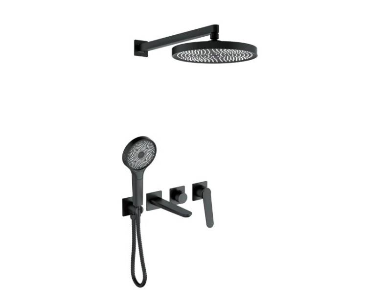 Душевой комплект Bronze de Luxe Icon 3009CB черный матовый
