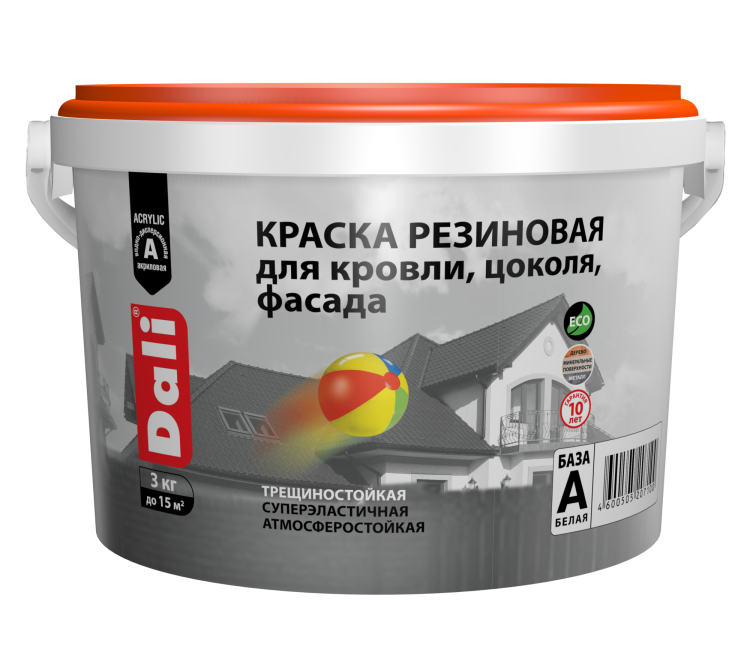 Краска резиновая трещиностойкая Dali красная 3 кг