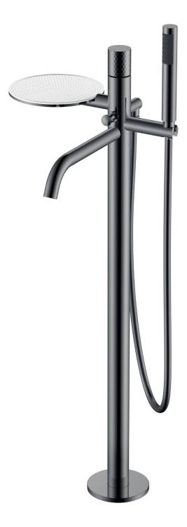 Смеситель для ванны Boheme Stick 129-SGM напольный, Shine Gun Metal с ручкой Dimond