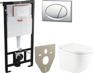 Комплект  Унитаз подвесной BelBagno Senso-R BB017CHR с крышкой + Система инсталляции AlcaPlast AM101/1120-4:1RS M71-001