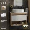 Тумба с раковиной Teymi Ritta подвесная, дуб, белый, 65 см, с раковиной Martta 50