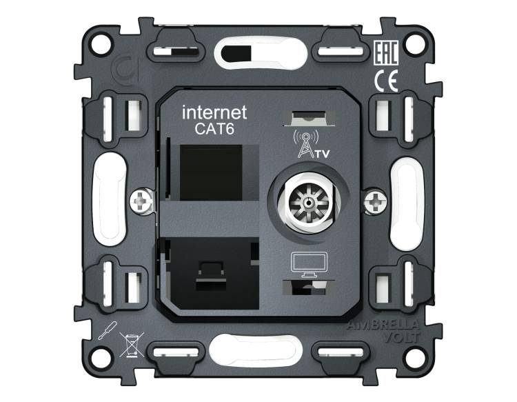 Механизм розетки компьютерной и TV розетки Ambrella Volt VM VM195