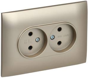 Розетка 2-местная с защитными шторками IEK Skandy SK-R23-10-K37-F шампань