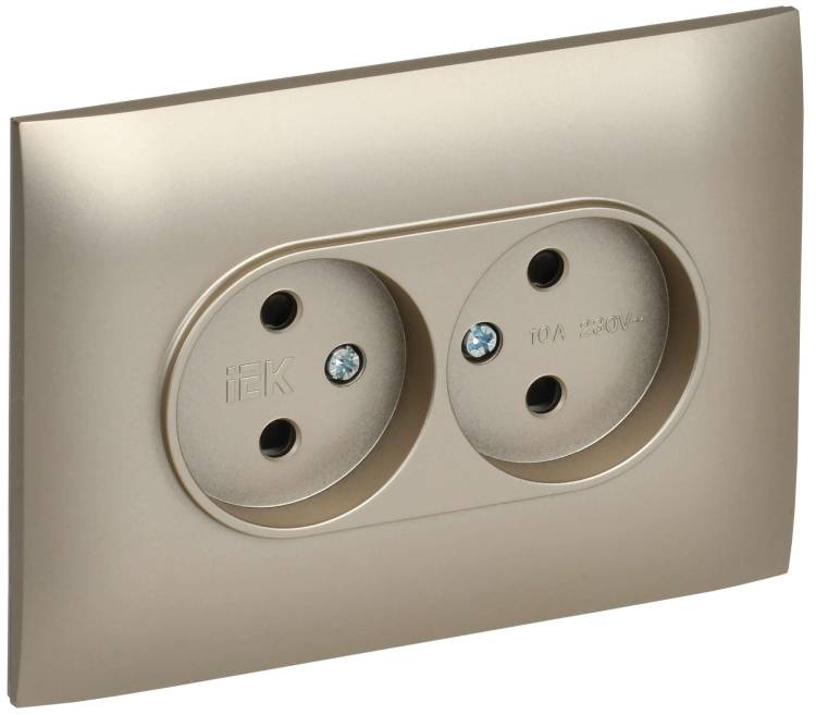 Розетка 2-местная с защитными шторками IEK Skandy SK-R23-10-K37-F шампань