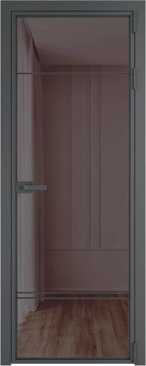 Межкомнатная дверь Profil Doors 4 AX цвет профиля Серая ночь, стекло безопасное 6 мм золотистая бронза 600x2000