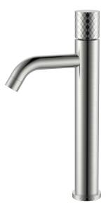 Смеситель для раковины Boheme Stick 122-NB высокий, Nikel Brush с ручкой Diamond