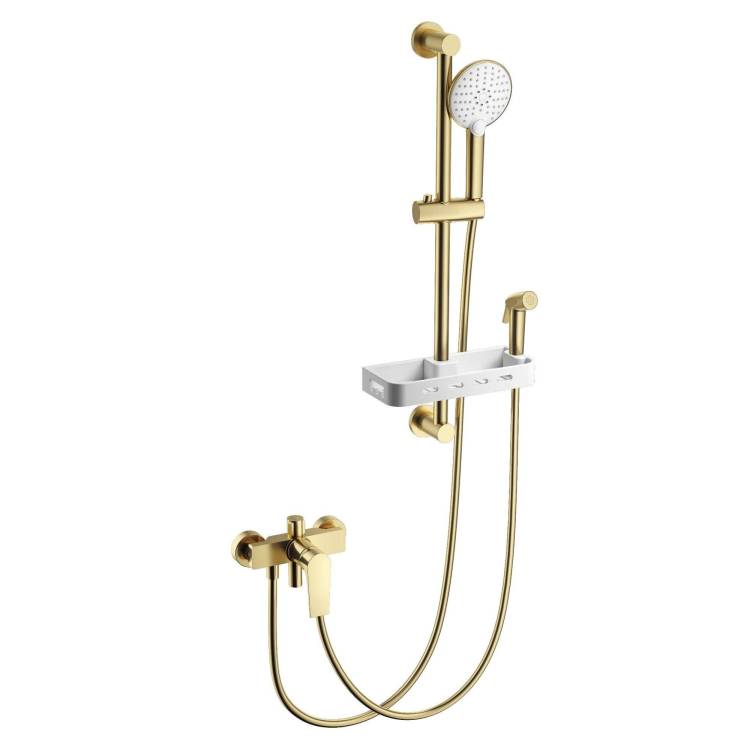 Смеситель для ванны Wonzon & Woghand WW-A31003-BG с душевым гарнитуром, брашированное золото