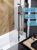 Шторка на ванну Watersense Nancy W00216 профиль черный матовый, стекло прозрачное, 80x140 фото 3