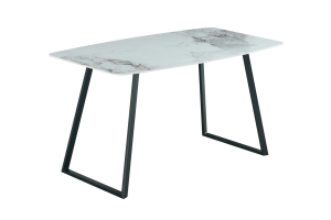Стол обеденный Stool Group Vermont T-122 Chanel white top bl legs DUAL керамика светлая, ножки черные 140x80x76