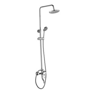 Смеситель для ванны Decoroom DR21 DR21071 с регулируемой высотой штанги, поворотным изливом и лейкой "Тропический дождь" Хром