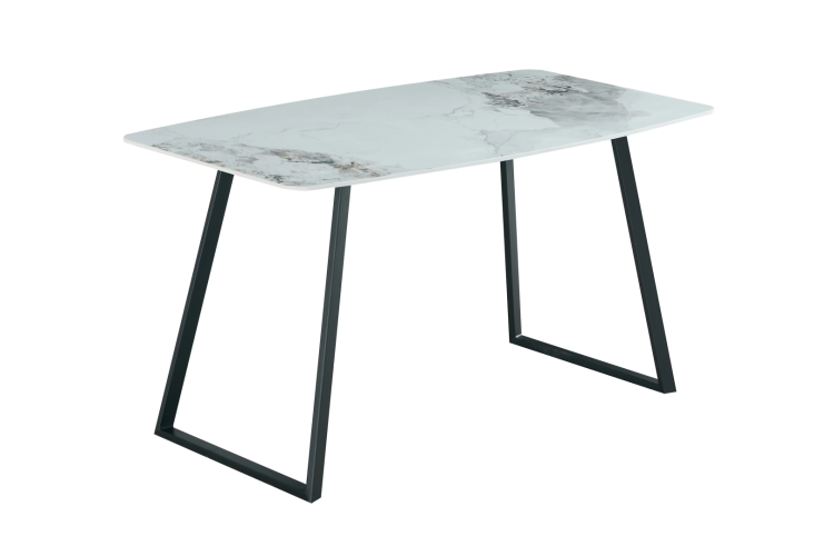 Стол обеденный Stool Group Vermont T-122 Chanel white top bl legs DUAL керамика светлая, ножки черные 140x80x76