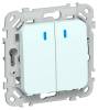 Выключатель 2-клавишный проходной IEK Flite FI-V22-1-10-1-K94 холодный лед