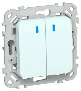 Выключатель 2-клавишный проходной IEK Flite FI-V22-1-10-1-K94 холодный лед