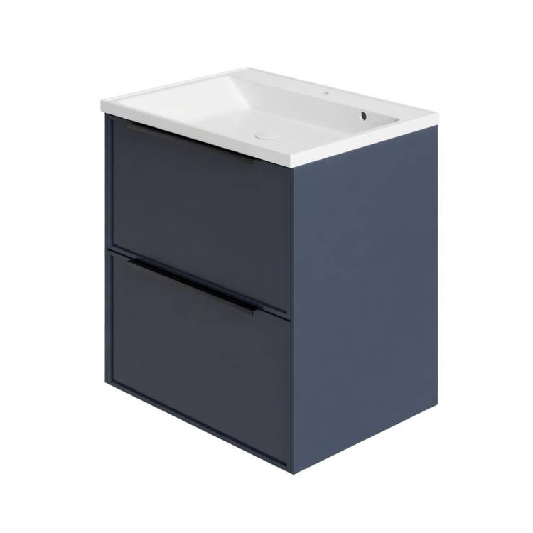 Тумба с раковиной La Fenice Simpla Twin Blu Grigio NFNC-01-SIM-BG-60-2-3-60 синяя матовая, 60 см