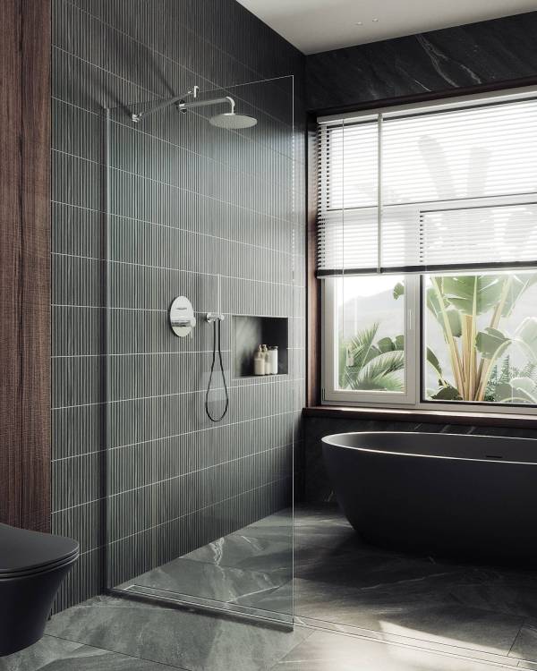 Душевая перегородка MaybahGlass MGD-695-5у 79x195, стекло прозрачное 8 мм, профиль хром матовый