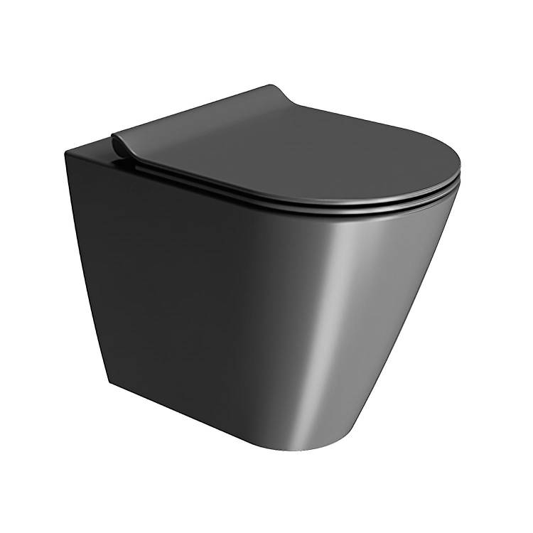 Унитаз приставной GSI Kube X 941026 безободковый, сиденье микролифт, черный матовый