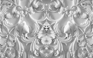 3D Фотообои Artegrafico «Барельеф птицы в листьях» BR-073 акварель