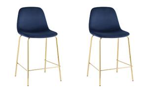Набор из 2 полубарных стульев Stool Group Валенсия SN OS-001CB HLR-64 gl X2 синий, золотые ножки