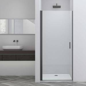 Душевая дверь в нишу Vincea Alpha (Альфа) VDP-3AL850CLGM профиль вороненая сталь, стекло прозрачное, 85x195