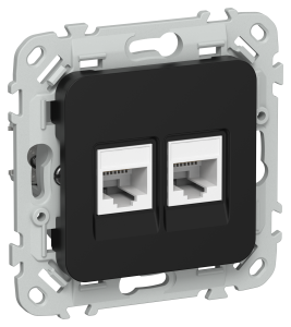 Розетка телефонная RJ11+Ethernet RJ45 IEK Flite FI-KT22-1-K02 черный