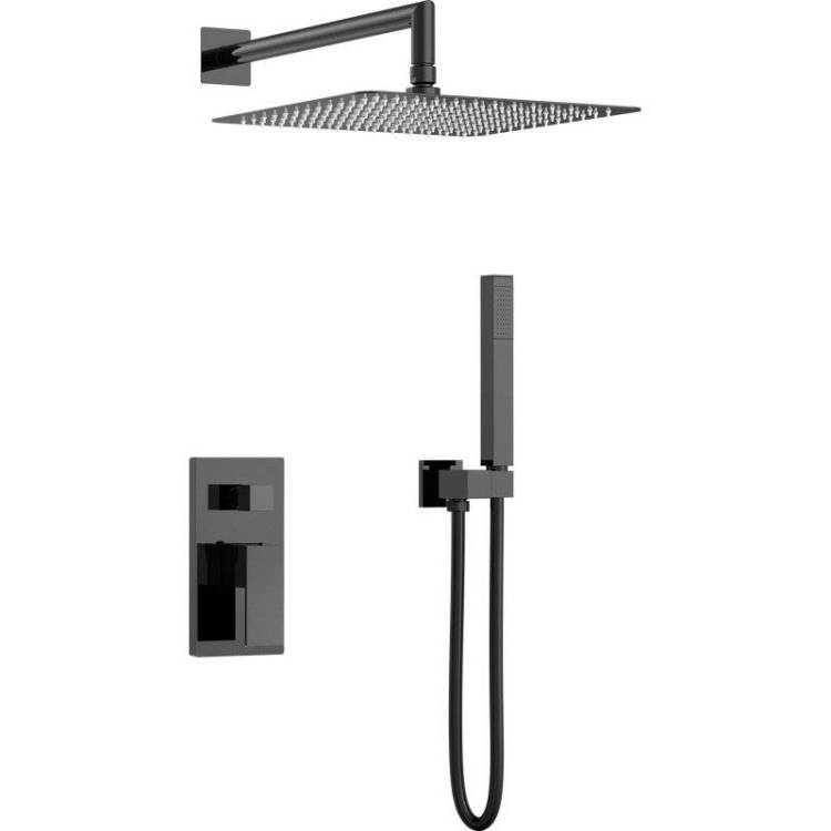 Душевой комплект Boheme Qubic 474-3-SGM Shine, оружейная сталь