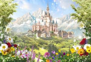 3D Фотообои Artegrafico «Замок в сказочной долине» KID001 песок