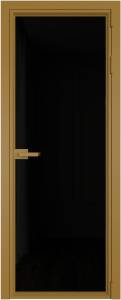 Межкомнатная дверь Profil Doors 1 AV цвет профиля Золото, стекло безопасное 6 мм черный триплекс 800x2000