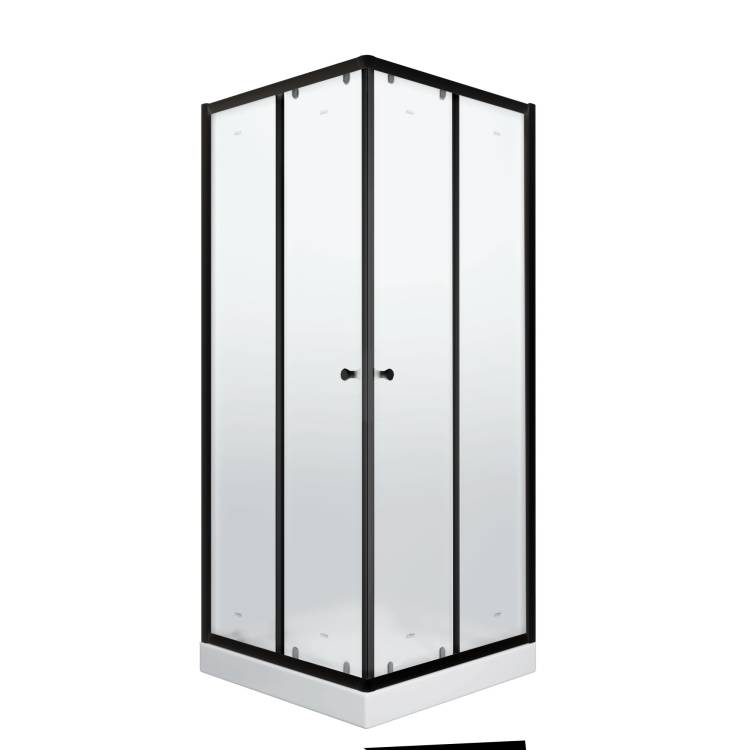 Душевой уголок Parly ZFQ81B профиль черный, стекло матовое, 80x80x193