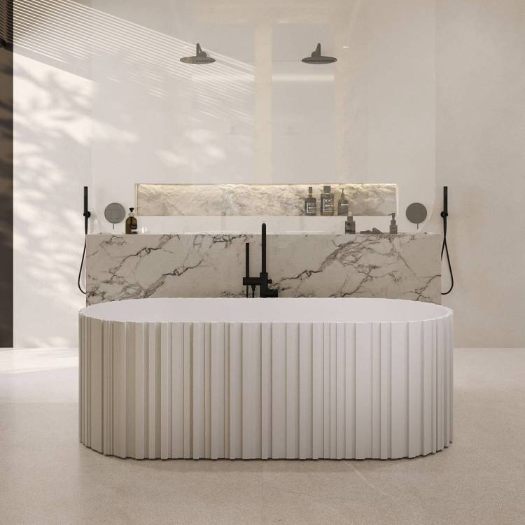 Ванна из искусственного камня Abber Stein AS9653 170x75 белая матовая