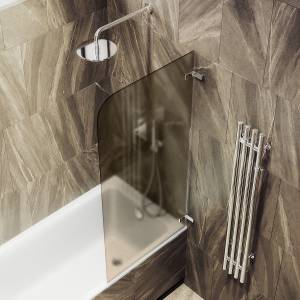 Шторка на ванну MaybahGlass MGV-652-4 70.5x140, поворотная, стекло бронза матовая 6 мм, профиль хром глянцевый