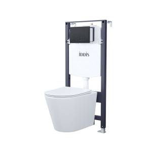 Комплект Iddis Basic BASC020i73 безободковый, сиденье микролифт, кнопка черная матовая