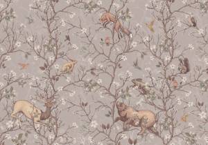 3D Фотообои Artegrafico «Сказочная иллюстрация с животными в розовом оттенке» FN-026 песок