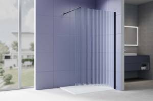 Душевая перегородка Aquatek AQ.WI.100.2BL профиль черный матовый, стекло рифленое, 100x200