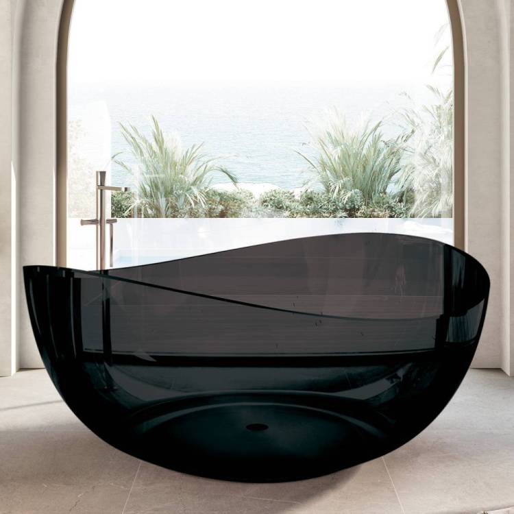 Прозрачная ванна Abber Kristall AT9705Onyx 150x150 черная