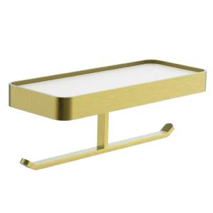 Держатель для туалетной бумаги Wonzon & Woghand WW-8356A-BG двойной с полкой, брашированное золото